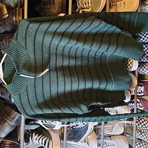 New emerald green striped sweater